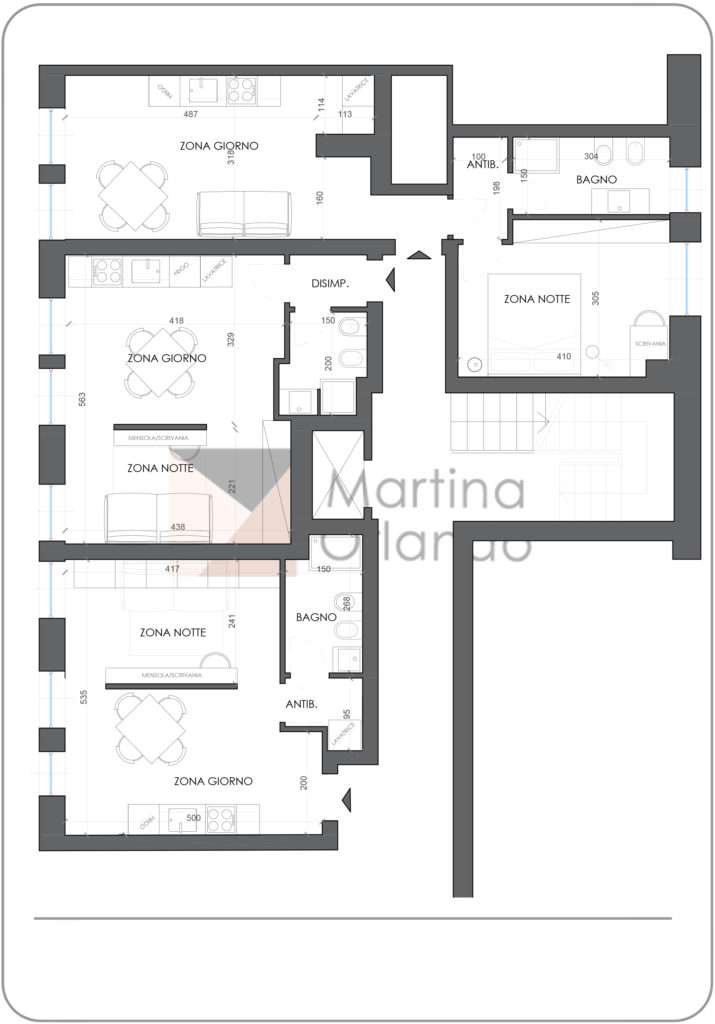 layout progetto monolocale